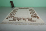 Elegant Moroccan Handmade Rug – 8.3 x 10.3 ft Ivory with Brown Geometric Border