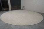 Handmade Round Moroccan Berber Rug - Custom Cream Wool Carpet