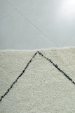 5.4 x 7.3 FT Moroccan Wool Rug - Classic Cream & Black Diamond Pattern