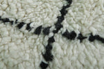 5.4 x 7.3 FT Moroccan Wool Rug - Classic Cream & Black Diamond Pattern