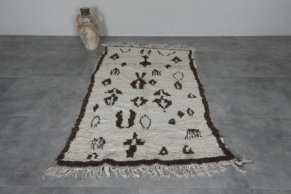 Vintage Berber Rug 3.4 x 5.8 Feet - Tribal Symbols and Brown Accents