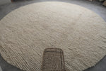 Handmade Round Moroccan Berber Rug - Custom Cream Wool Carpet