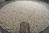 Handmade Round Moroccan Berber Rug - Custom Cream Wool Carpet