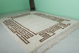 Elegant Moroccan Handmade Rug – 8.3 x 10.3 ft Ivory with Brown Geometric Border