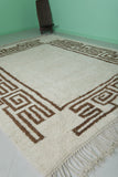 Elegant Moroccan Handmade Rug – 8.3 x 10.3 ft Ivory with Brown Geometric Border