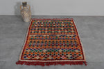 Colorful Knotted Moroccan Azilal Rug - 3.4 FT X 4.7 FT | Vibrant Handmade Wool Carpet