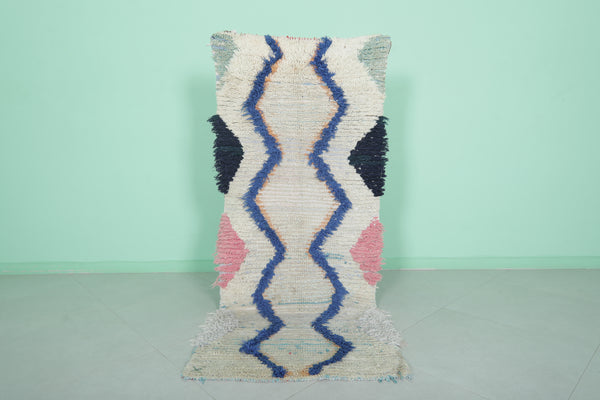 Moroccan Rug - Abstract Wavy Patterned Berber Shag Rug | 2.6 x 6.2 ft
