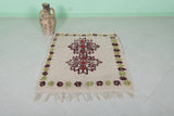 Square Handmade Berber Moroccan Rug – 3.2 x 3.9 ft | Unique Tribal Design Carpet