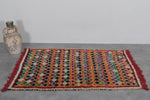 Colorful Knotted Moroccan Azilal Rug - 3.4 FT X 4.7 FT | Vibrant Handmade Wool Carpet