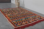 Colorful Knotted Moroccan Azilal Rug - 3.4 FT X 4.7 FT | Vibrant Handmade Wool Carpet