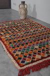 Colorful Knotted Moroccan Azilal Rug - 3.4 FT X 4.7 FT | Vibrant Handmade Wool Carpet