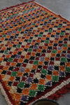 Colorful Knotted Moroccan Azilal Rug - 3.4 FT X 4.7 FT | Vibrant Handmade Wool Carpet