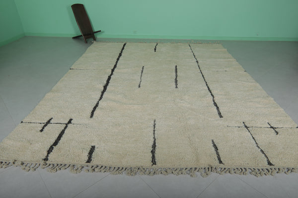 10 FT X 12.1 FT Moroccan rug – Minimalist wool with black line pattern