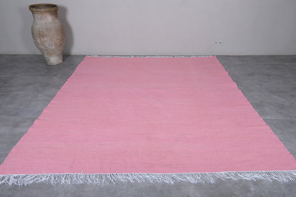 Custom flatwoven pink Moroccan rug