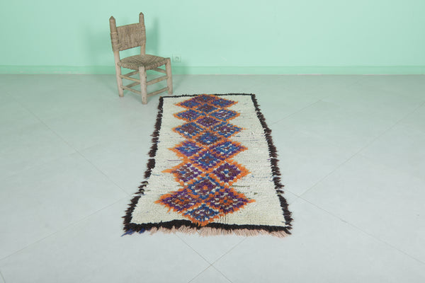 Handwoven Moroccan rug - Geometric diamond pattern 2.3 x 5.1 ft