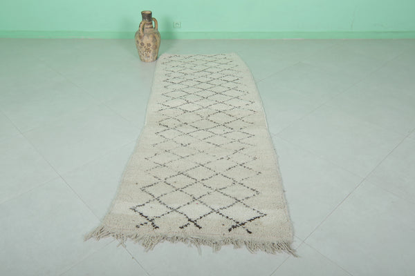 Beni ourain handmade berber Moroccan rug 2.8 FT x 7.5 FT | Authentic wool runner