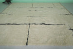 10 FT X 12.1 FT Moroccan Rug – Minimalist Wool with Black Line Pattern