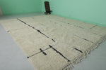 10 FT X 12.1 FT Moroccan Rug – Minimalist Wool with Black Line Pattern