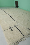 10 FT X 12.1 FT Moroccan Rug – Minimalist Wool with Black Line Pattern