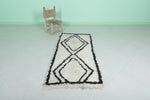 Moroccan Rug - Cream Berber Rug with Bold Black Diamond Design | 2.3 x 5.8 ft