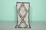 Moroccan Rug - Cream Berber Rug with Bold Black Diamond Design | 2.3 x 5.8 ft