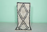 Moroccan Rug - Cream Berber Rug with Bold Black Diamond Design | 2.3 x 5.8 ft