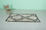 Moroccan Rug - Cream Berber Rug with Bold Black Diamond Design | 2.3 x 5.8 ft