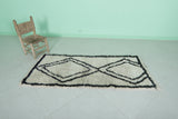 Moroccan Rug - Cream Berber Rug with Bold Black Diamond Design | 2.3 x 5.8 ft