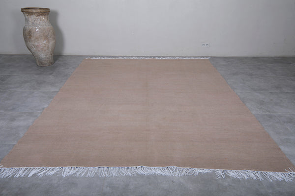 Flatwoven light brown custom Moroccan rug