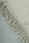 Plush Moroccan Rug 6.7 X 9.8 FT - Soft Ivory Shag Rug with Fringe