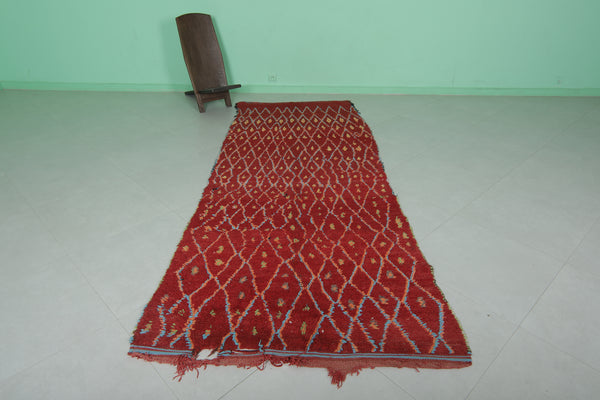 Red Moroccan rug – 4 FT X 10.2 FT | Handwoven berber design