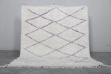 Custom Moroccan Wool Rug - Handmade Rug with Lavender Lines