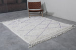 Custom Moroccan Wool Rug - Handmade Rug with Lavender Lines