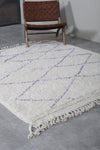 Custom Moroccan Wool Rug - Handmade Rug with Lavender Lines