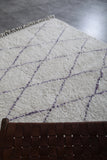 Custom Moroccan Wool Rug - Handmade Rug with Lavender Lines