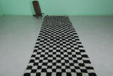 Moroccan Runner Rug – 4.3 x 13.5 ft Black and White Checkerboard Design