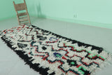 2.4 x 7.9 ft Moroccan Berber Rug | Black & White with Red Accents