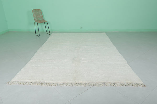 6.3 x 9.8 FT minimalist Moroccan rug - Plush cream shag rug for cozy interiors