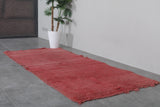 Red Berber Moroccan Hallway Rug - 3.4 FT X 7.4 FT