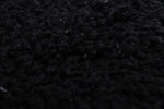 2 x 3 ft Black Moroccan Wool Rug with White Fringe Border