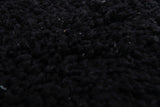 2 x 3 ft Black Moroccan Wool Rug with White Fringe Border