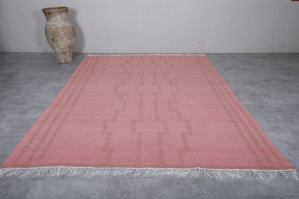 Flatwoven pink tuareg style custom Moroccan rug