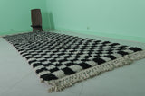 Moroccan Runner Rug – 4.3 x 13.5 ft Black and White Checkerboard Design