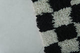 Moroccan Runner Rug – 4.3 x 13.5 ft Black and White Checkerboard Design