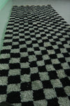 Moroccan Runner Rug – 4.3 x 13.5 ft Black and White Checkerboard Design