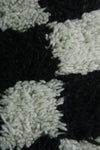 Moroccan Runner Rug – 4.3 x 13.5 ft Black and White Checkerboard Design