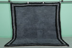 6.4 x 6.8 ft Moroccan Wool Rug - Dark Gray with Black Border