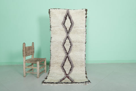 2.4 x 5.7 ft Moroccan Berber Rug | Minimalist Diamond Pattern