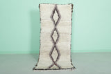 2.4 x 5.7 ft Moroccan Berber Rug | Minimalist Diamond Pattern