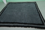 6.4 x 6.8 ft Moroccan Wool Rug - Dark Gray with Black Border